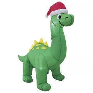 4ft Green Dinosaur Santa Hat Inflatable LED Light Outdoor Yard Christmas Decor